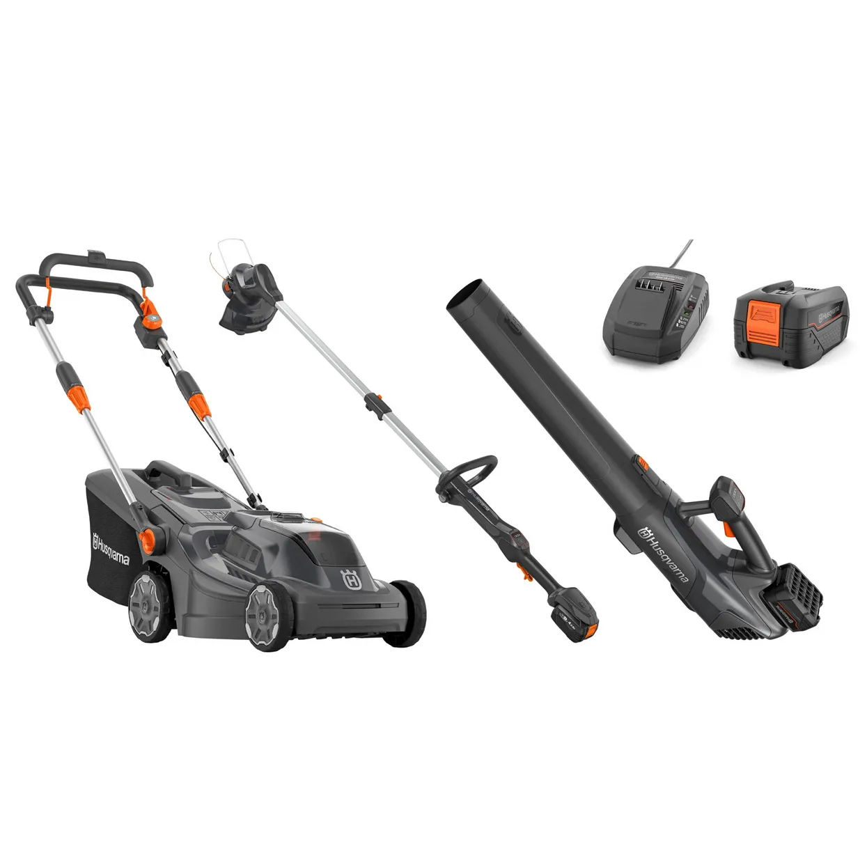 Husqvarna Aspire™ Lawn Mower + Grass Trimmer + Leaf Blower Bundle With Battery and Charger