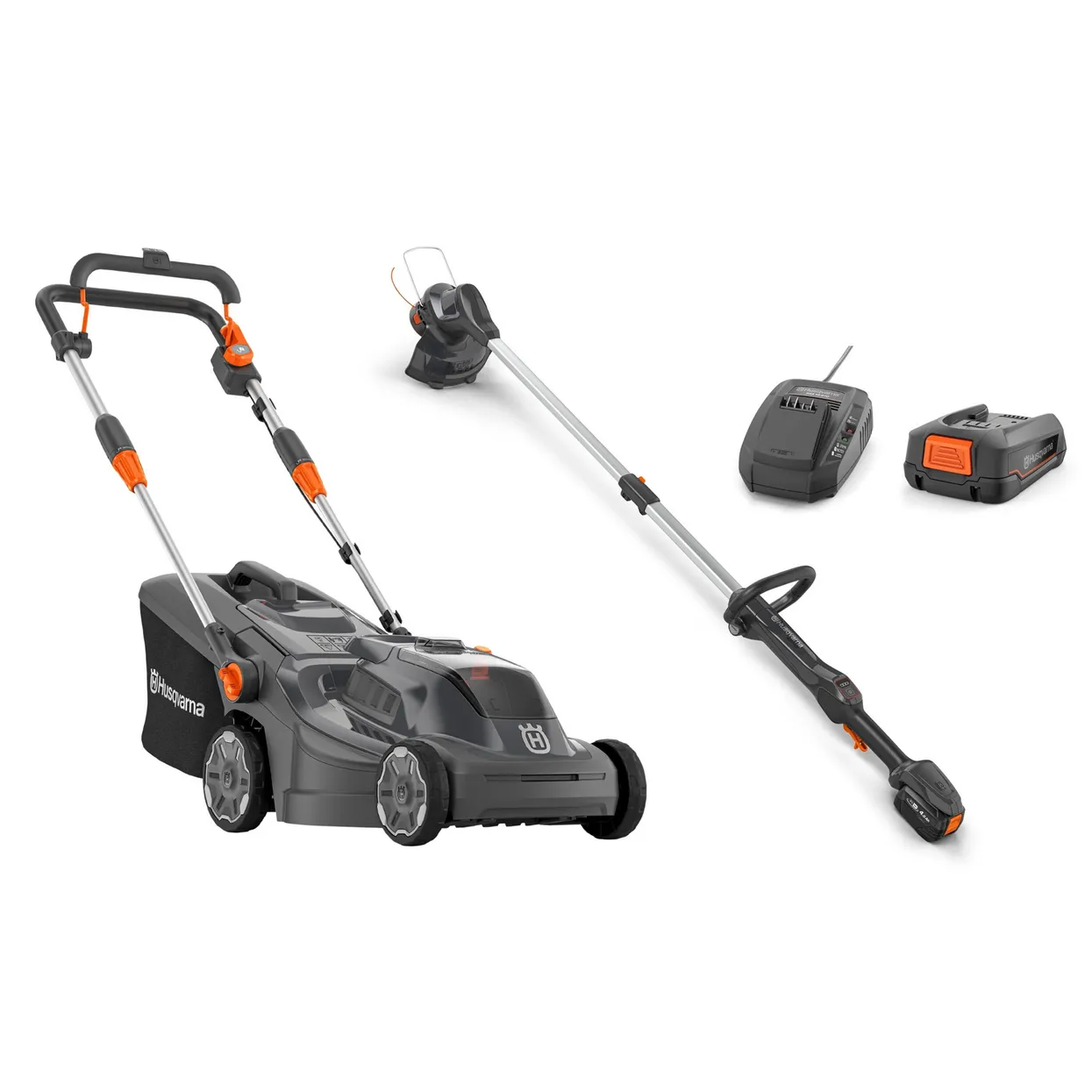 Husqvarna Aspire™ Lawn Mower and Grass Trimmer Bundle with Battery and Charger